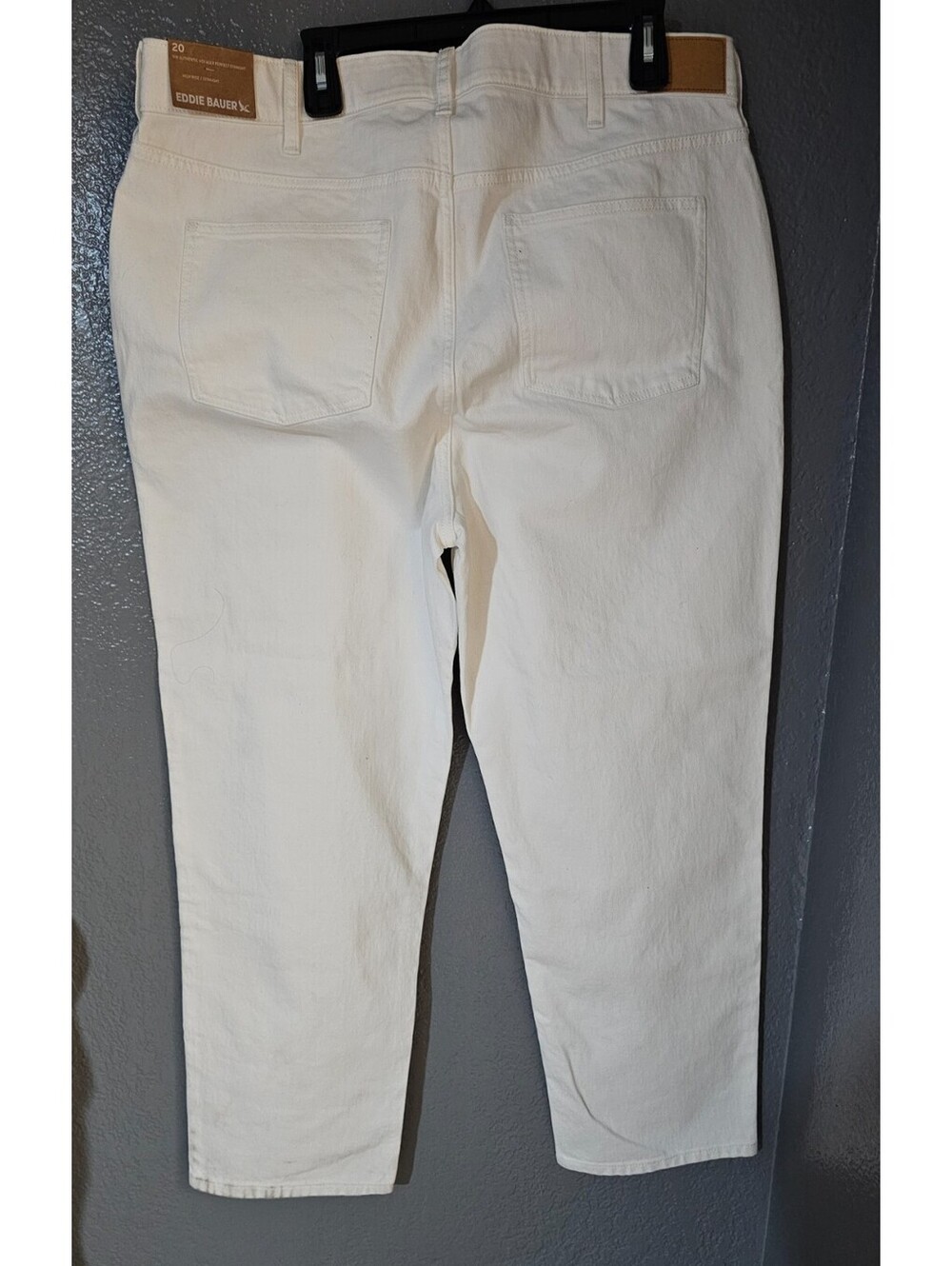 Women's Eddie Bauer Denim Jeans Pants Wide Leg Plus Size 20 White Elastic Waist - Picture 10 of 14